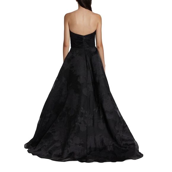 Amsale Floral Fil Coupe Strapless A-Line Gown $1295 - Picture 3 of 7